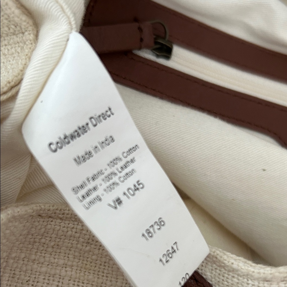 Coldwater Creek Brown Leather and Cream Cotton Backpack/Crossbody Bag - Picture 9 of 9
